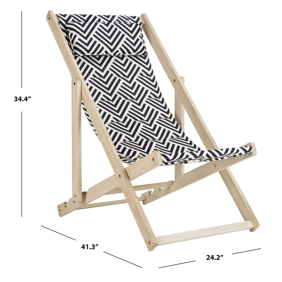 SAFAVIEH Outdoor Collection Rive Foldable Sling Chair White Wash/Navy Image 6