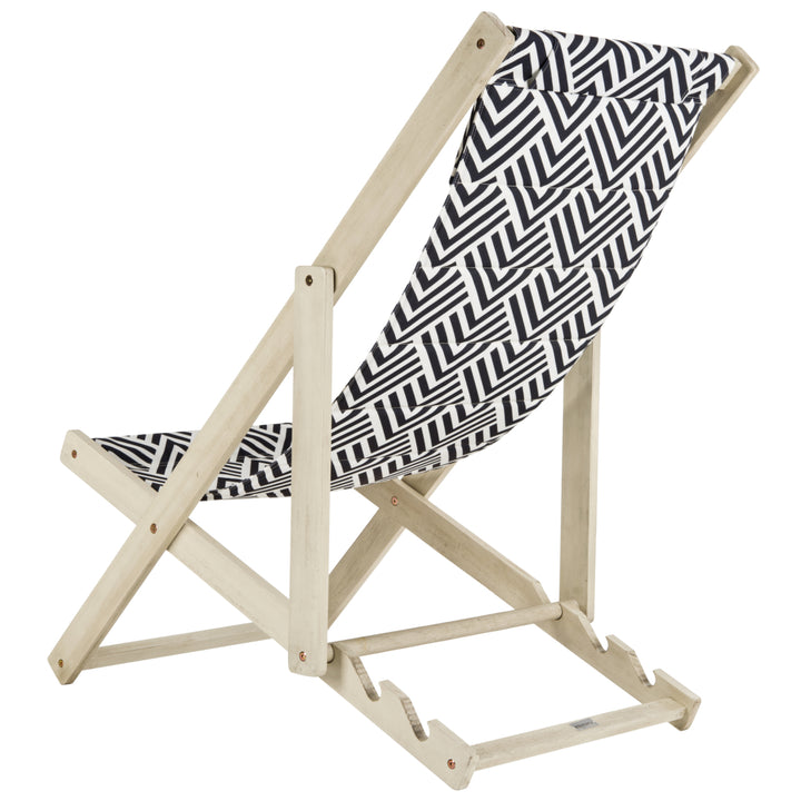 SAFAVIEH Outdoor Collection Rive Foldable Sling Chair White Wash/Navy Image 9