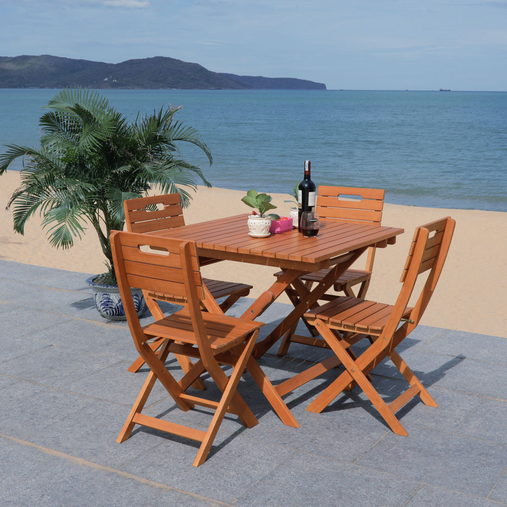 SAFAVIEH Outdoor Collection Kresler Folding Table Natural Image 2