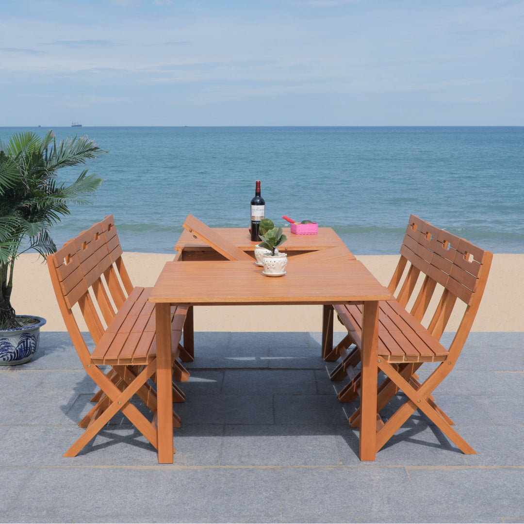 SAFAVIEH Outdoor Collection Marson Expandable Dining Table Natural Image 2