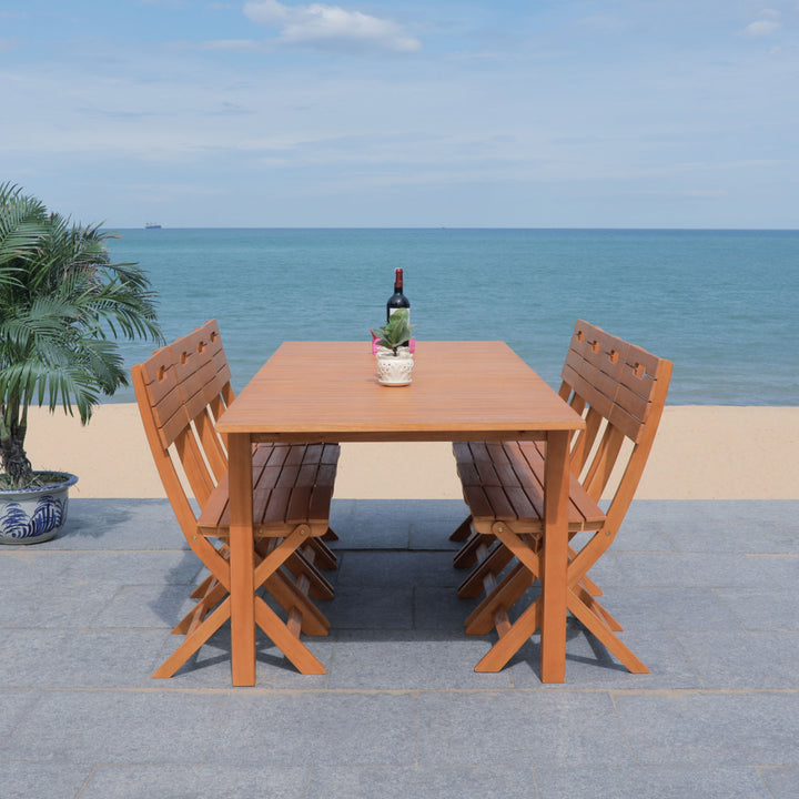 SAFAVIEH Outdoor Collection Marson Expandable Dining Table Natural Image 5