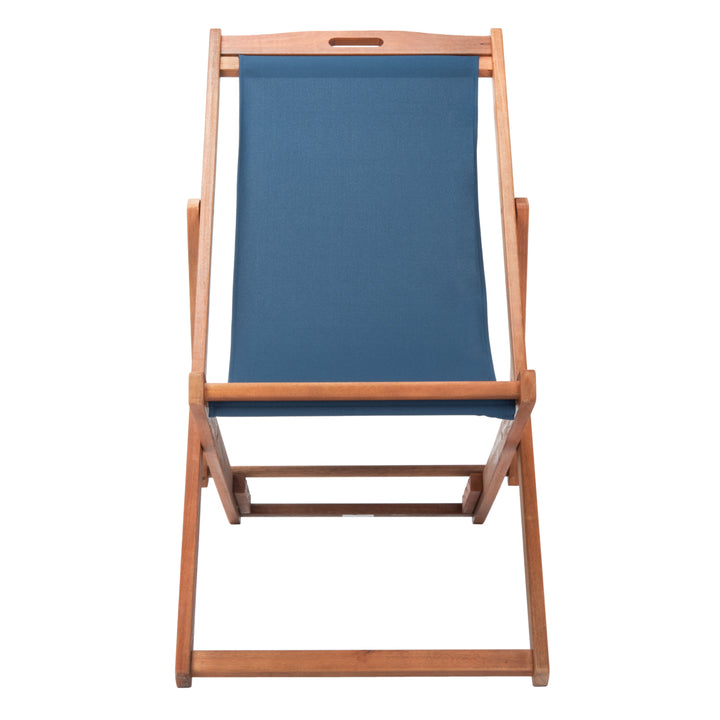 SAFAVIEH Outdoor Collection Loren Foldable Sling Chair Natural/Navy Image 2