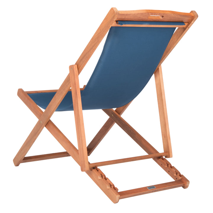 SAFAVIEH Outdoor Collection Loren Foldable Sling Chair Natural/Navy Image 8