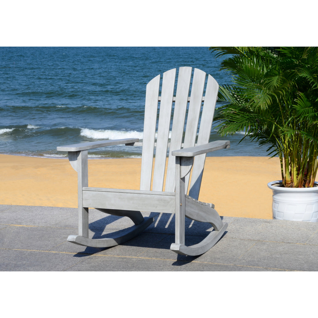 SAFAVIEH Outdoor Collection Brizio Adirondack Rocking Chair Grey Wash Image 1