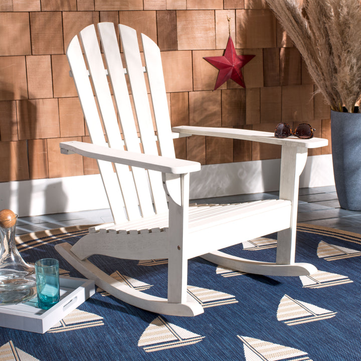 SAFAVIEH Outdoor Collection Brizio Adirondack Rocking Chair White Image 1