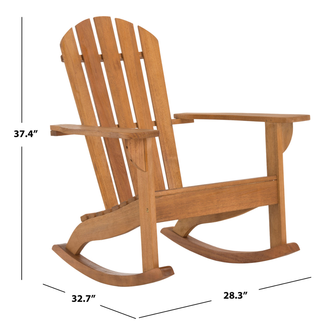 SAFAVIEH Outdoor Collection Brizio Adirondack Rocking Chair Natural Image 5