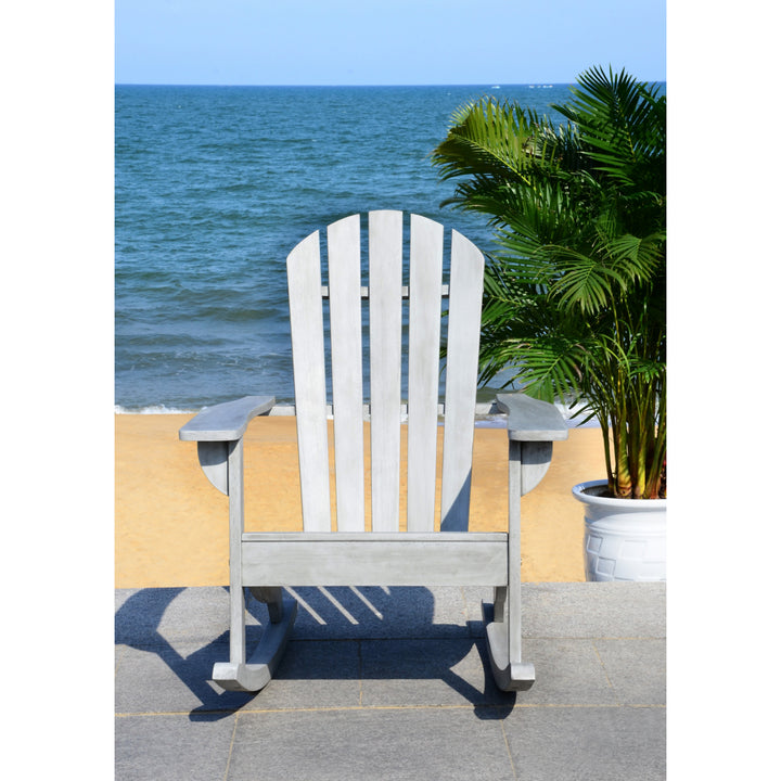 SAFAVIEH Outdoor Collection Brizio Adirondack Rocking Chair Grey Wash Image 3