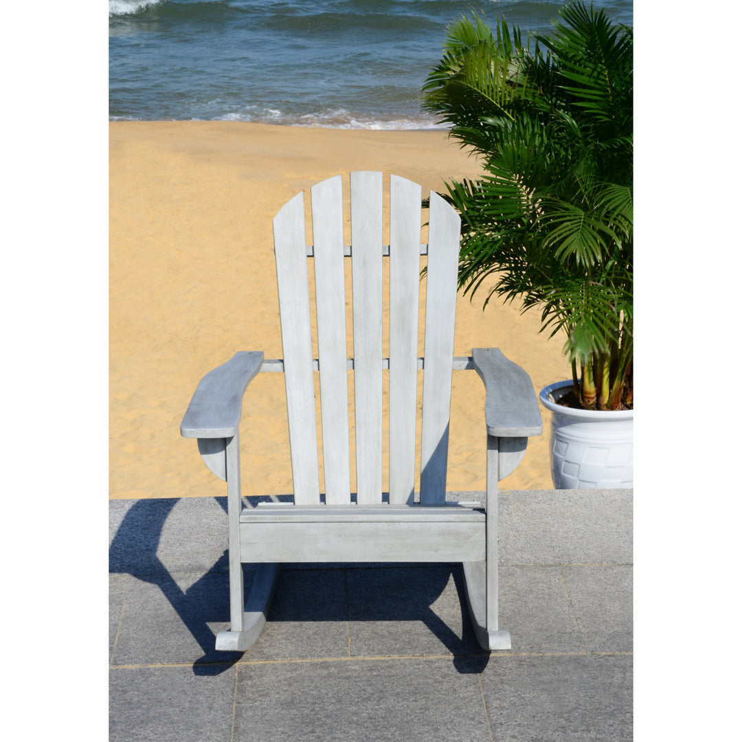 SAFAVIEH Outdoor Collection Brizio Adirondack Rocking Chair Grey Wash Image 4