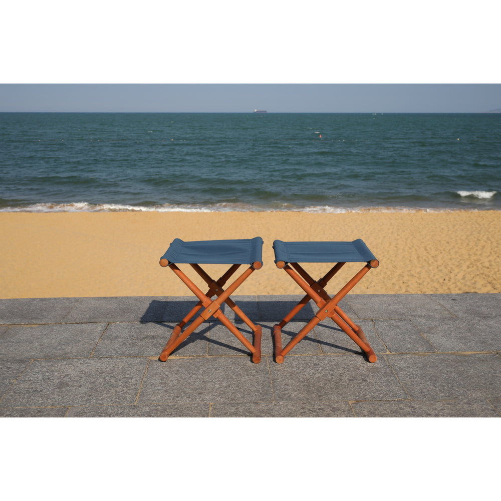 SAFAVIEH Outdoor Collection Breanne Stool Natural/Navy Image 2