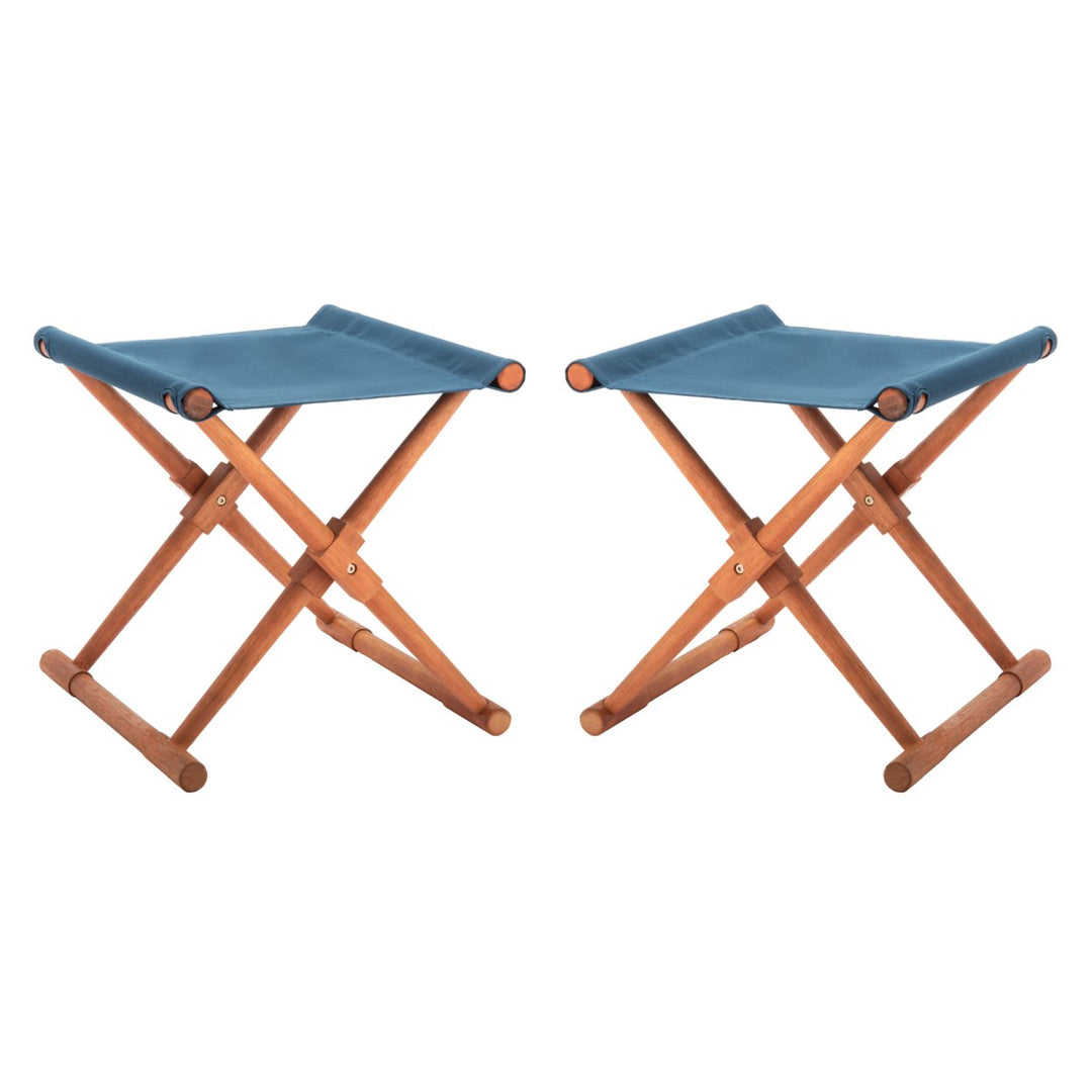 SAFAVIEH Outdoor Collection Breanne Stool Natural/Navy Image 4