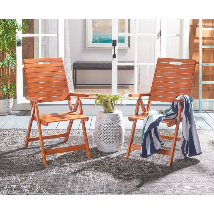 SAFAVIEH Outdoor Collection Rence Folding Chair Natural Image 1