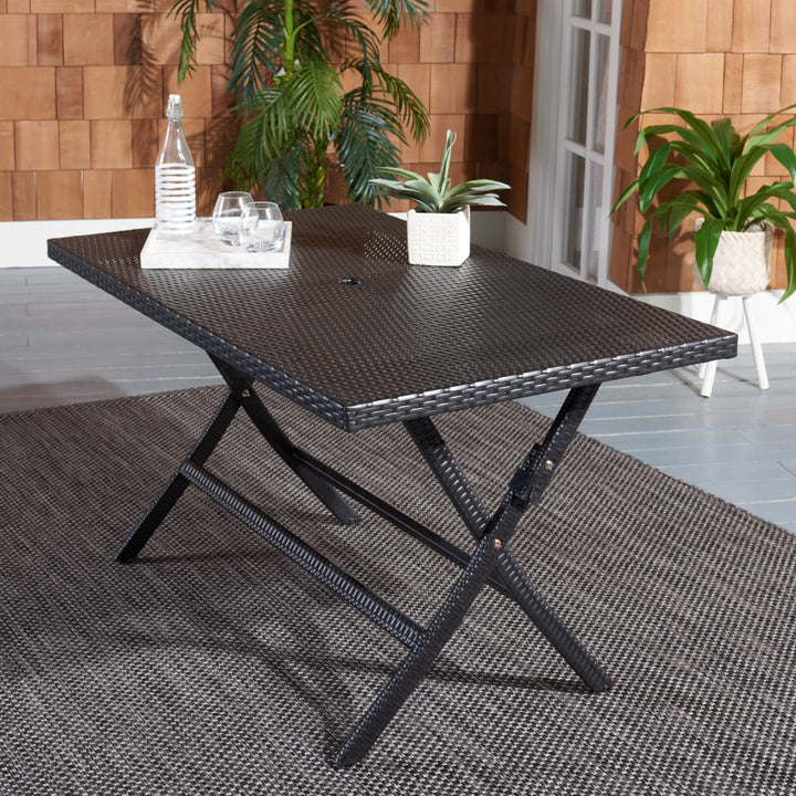 SAFAVIEH Outdoor Collection Akita Folding Table Black Image 1