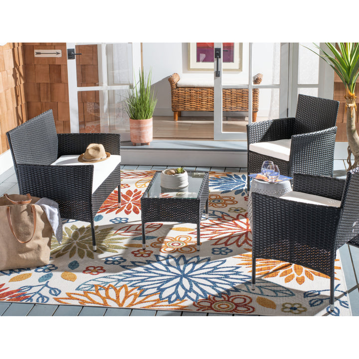 SAFAVIEH Outdoor Collection Abdul 4-Piece Patio Set Black/Beige Image 1