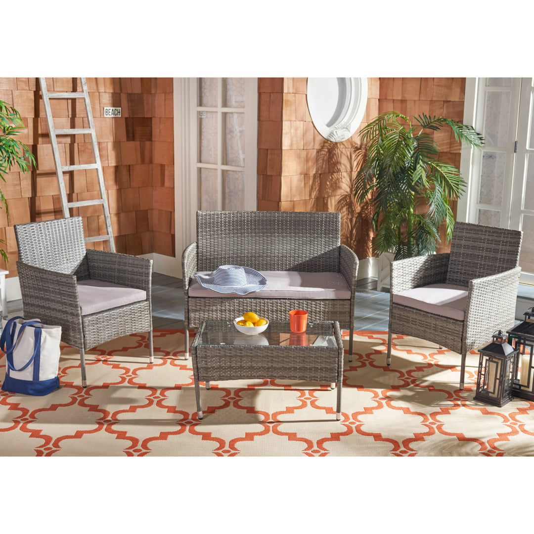 SAFAVIEH Outdoor Collection Abdul 4-Piece Patio Set Grey/Grey Image 1