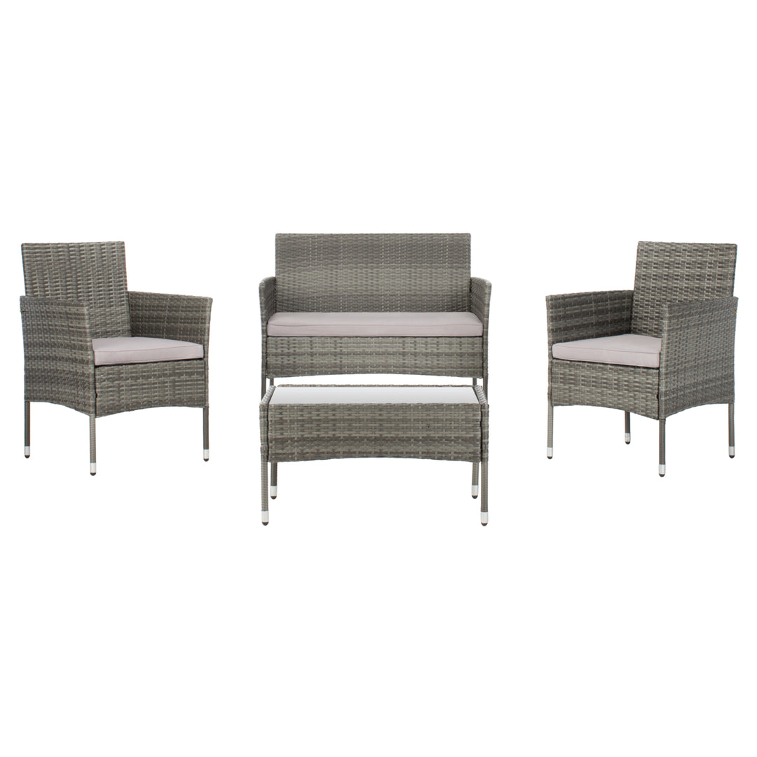 SAFAVIEH Outdoor Collection Abdul 4-Piece Patio Set Grey/Grey Image 4