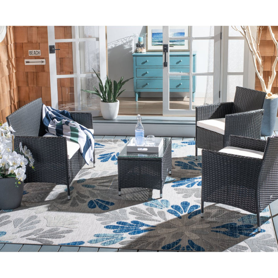 SAFAVIEH Outdoor Collection Bandele 4-Piece Patio Set Black/Beige Image 1