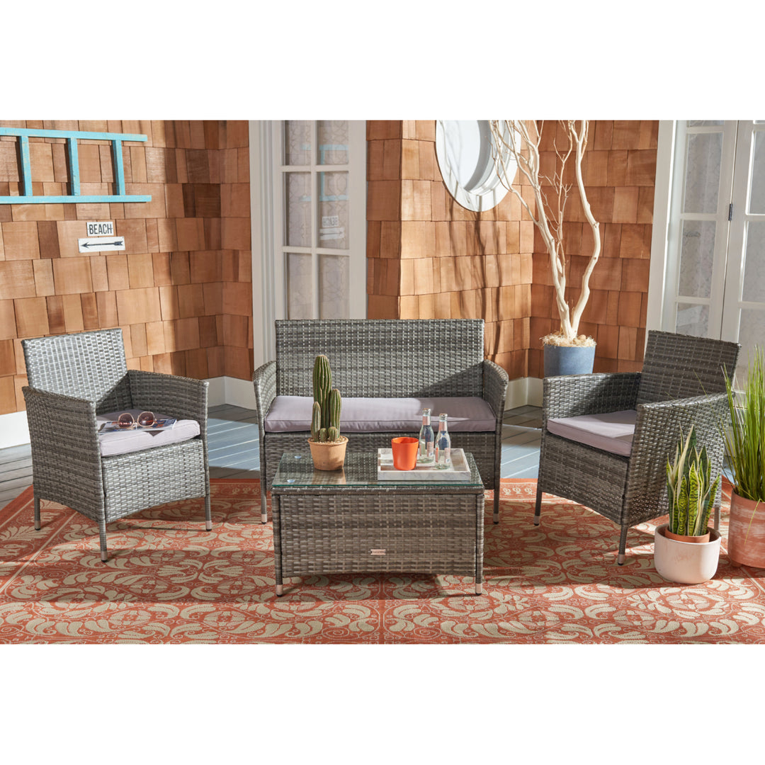 SAFAVIEH Outdoor Collection Bandele 4-Piece Patio Set Grey/Grey Image 1