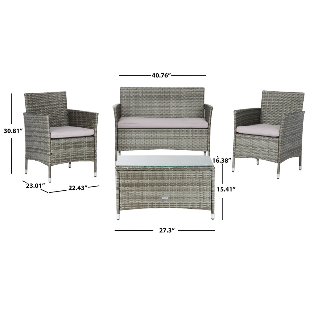 SAFAVIEH Outdoor Collection Bandele 4-Piece Patio Set Grey/Grey Image 4