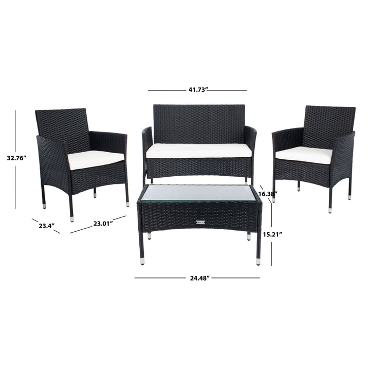 SAFAVIEH Outdoor Collection Abdul 4-Piece Patio Set Black/Beige Image 6