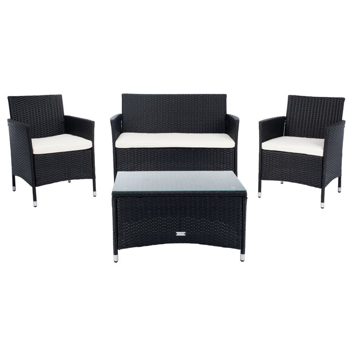 SAFAVIEH Outdoor Collection Bandele 4-Piece Patio Set Black/Beige Image 4