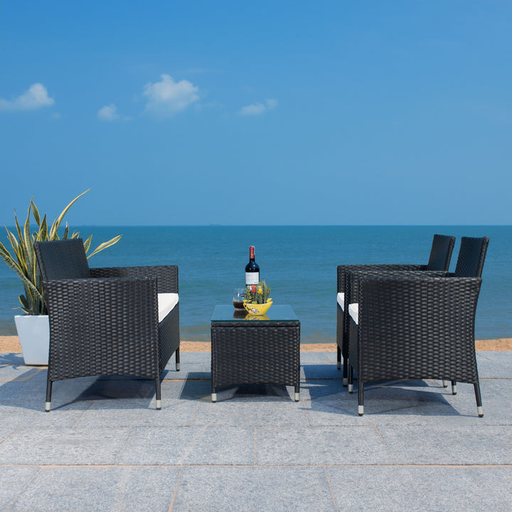 SAFAVIEH Outdoor Collection Bandele 4-Piece Patio Set Black/Beige Image 5