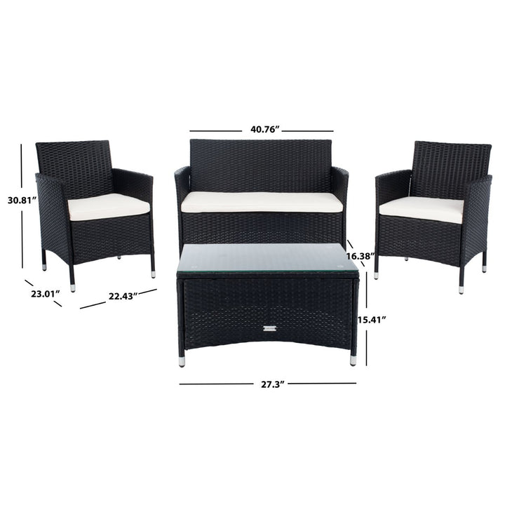 SAFAVIEH Outdoor Collection Bandele 4-Piece Patio Set Black/Beige Image 6