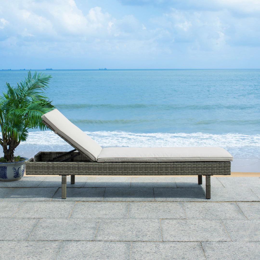 SAFAVIEH Outdoor Collection Cam Chaise Sunlounger Grey/Grey Image 6