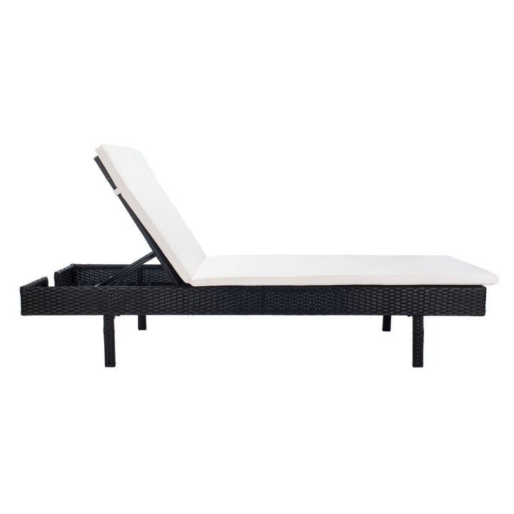 SAFAVIEH Outdoor Collection Cam Chaise Sunlounger Black/Beige Image 3