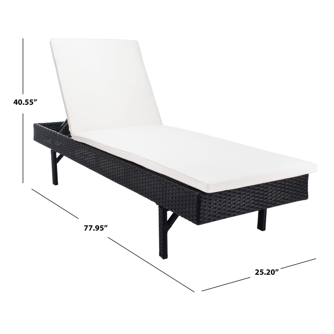 SAFAVIEH Outdoor Collection Cam Chaise Sunlounger Black/Beige Image 6