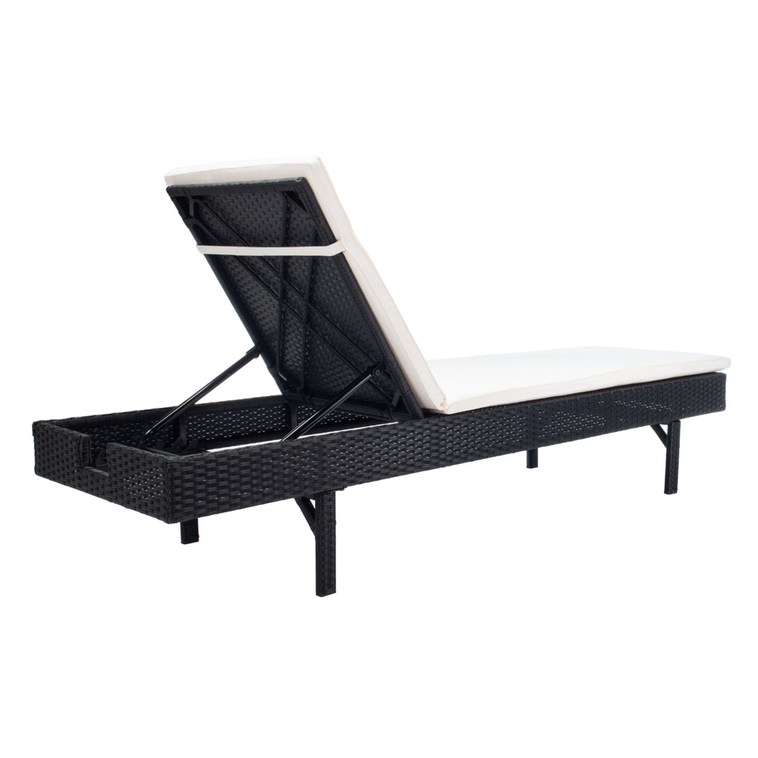 SAFAVIEH Outdoor Collection Cam Chaise Sunlounger Black/Beige Image 11