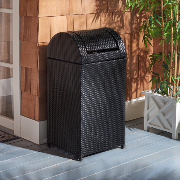 SAFAVIEH Outdoor Collection Serapis Trash Bin Black Image 1