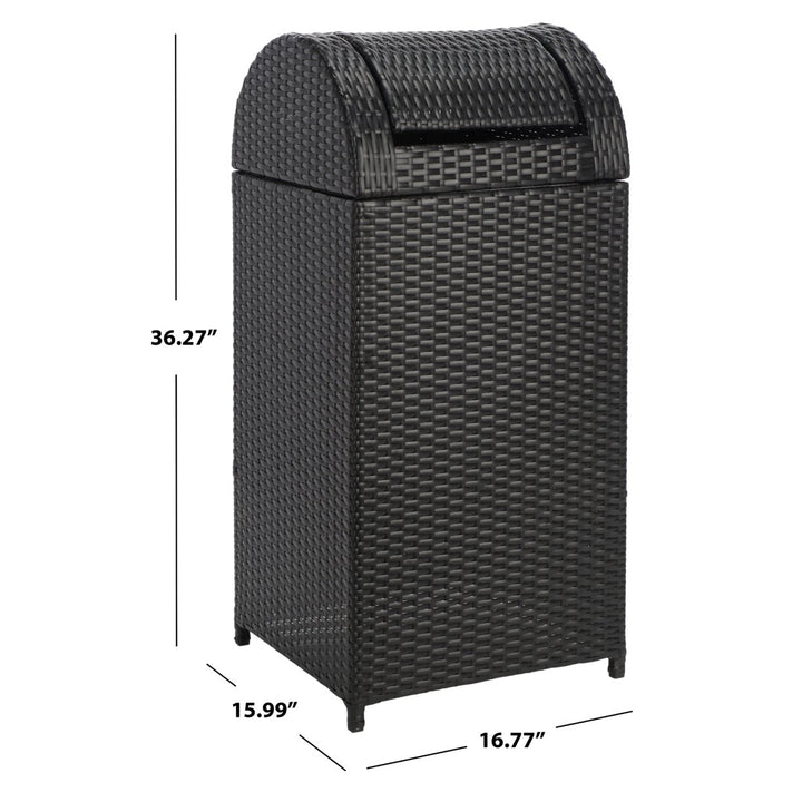 SAFAVIEH Outdoor Collection Serapis Trash Bin Black Image 6