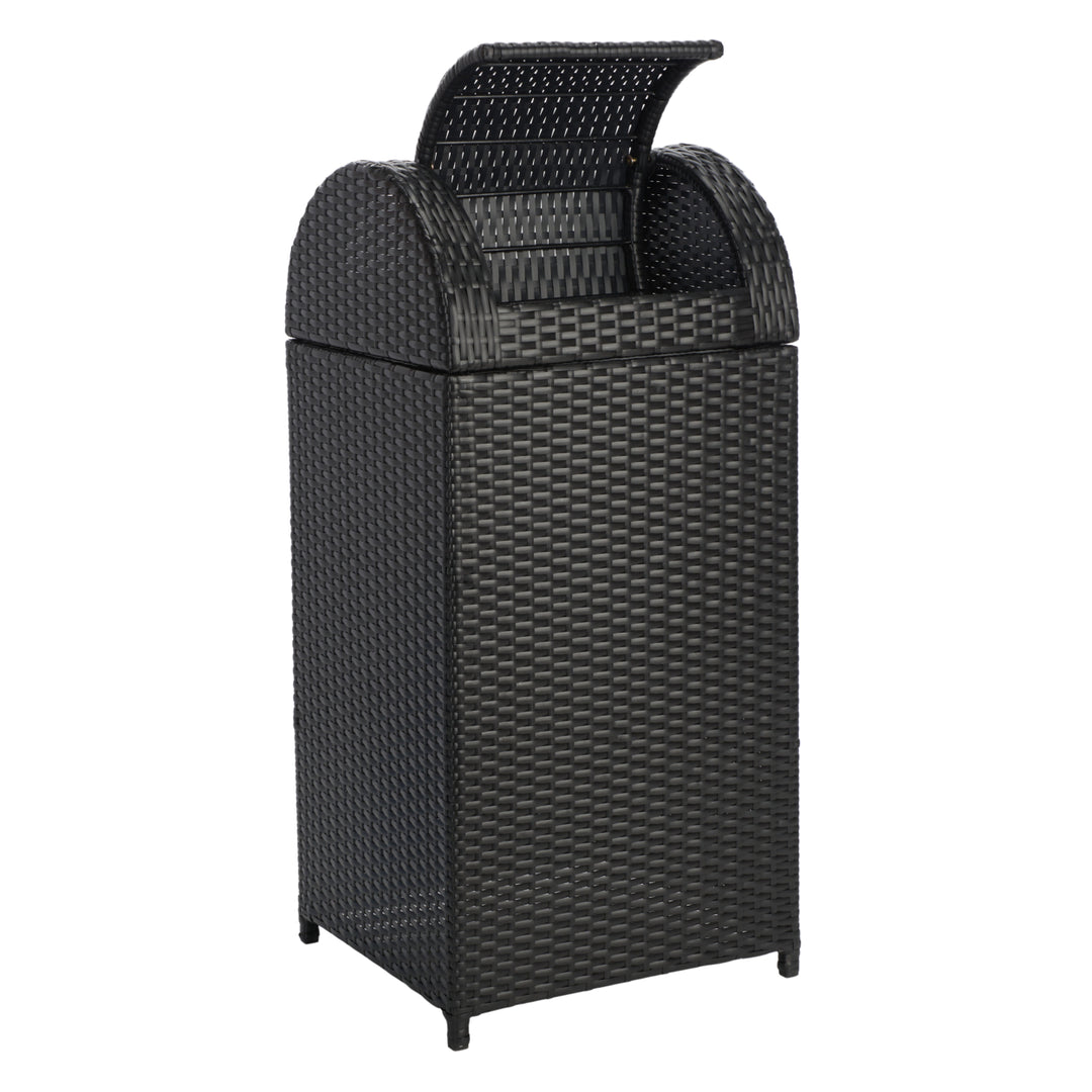 SAFAVIEH Outdoor Collection Serapis Trash Bin Black Image 10