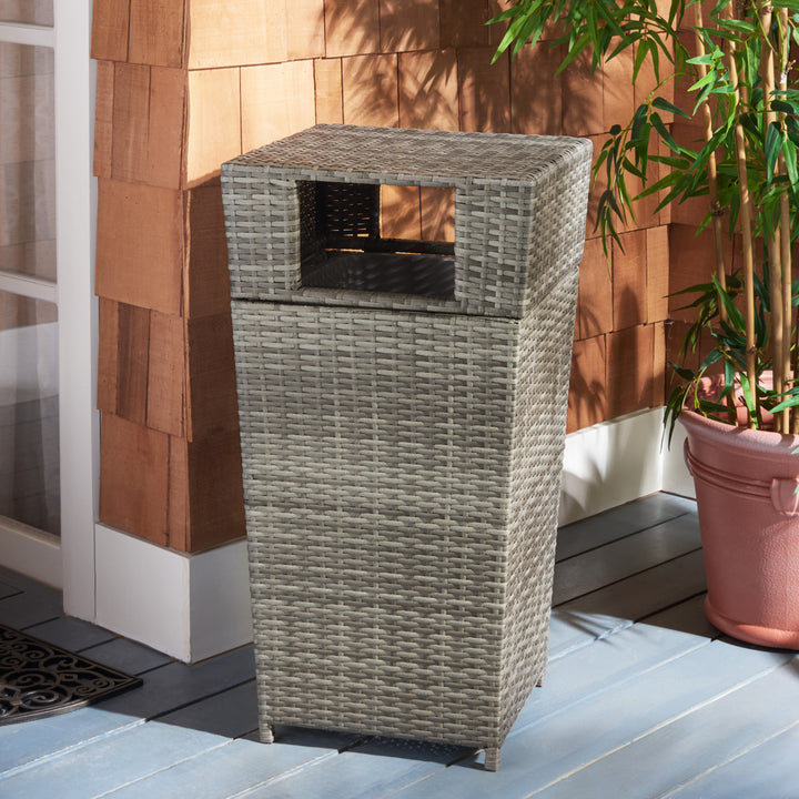 SAFAVIEH Outdoor Collection Mazeli Trash Bin Grey Image 1