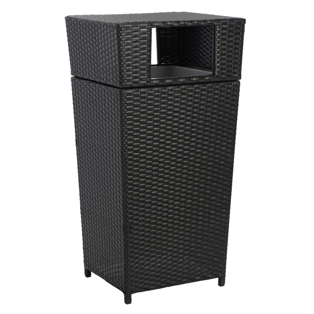 SAFAVIEH Outdoor Collection Mazeli Trash Bin Black Image 5