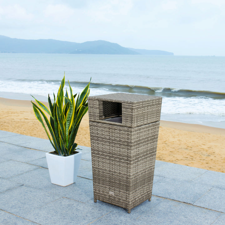 SAFAVIEH Outdoor Collection Mazeli Trash Bin Grey Image 2