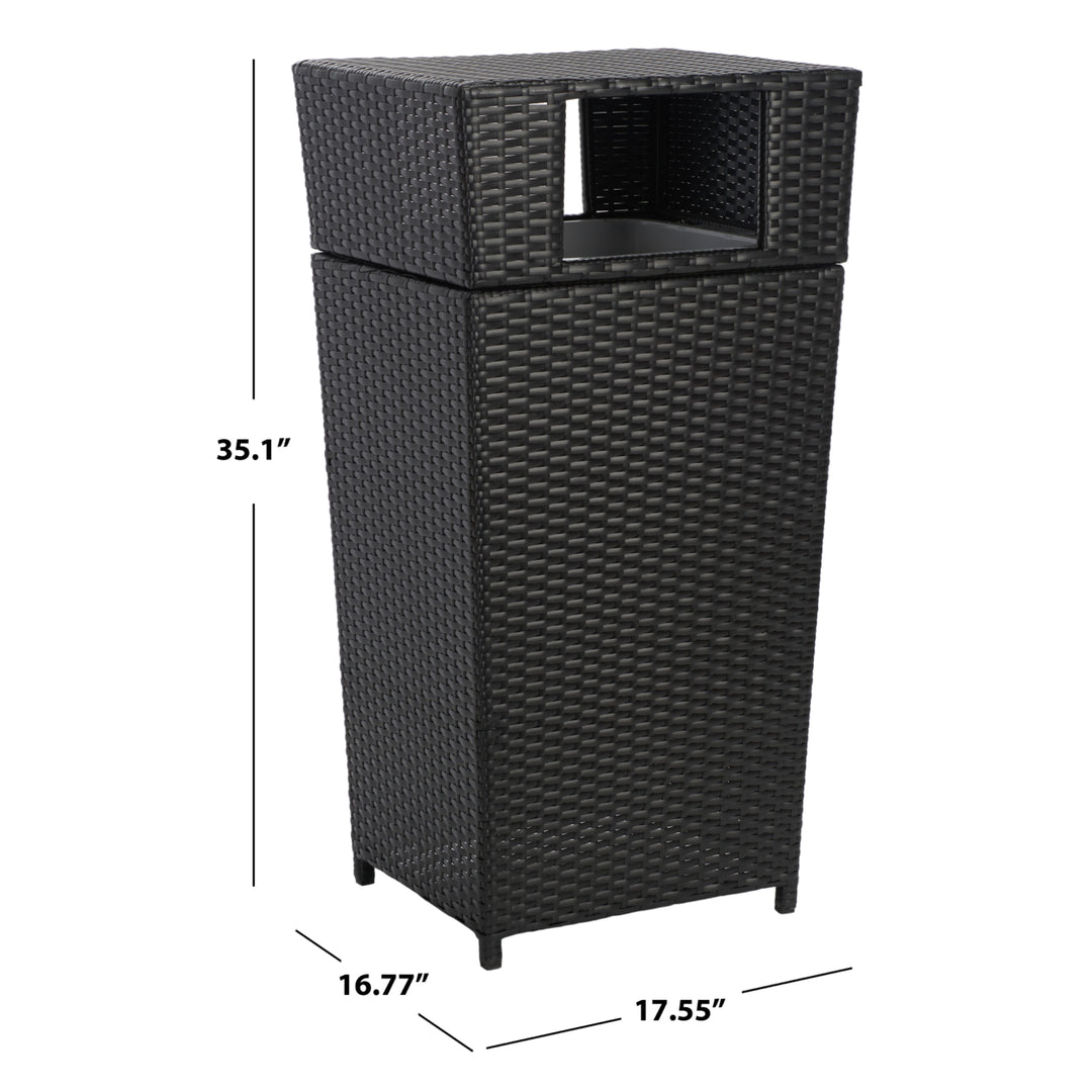 SAFAVIEH Outdoor Collection Mazeli Trash Bin Black Image 7