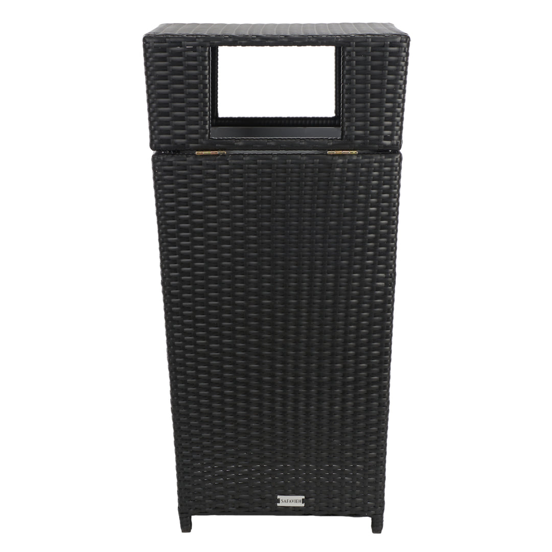 SAFAVIEH Outdoor Collection Mazeli Trash Bin Black Image 10