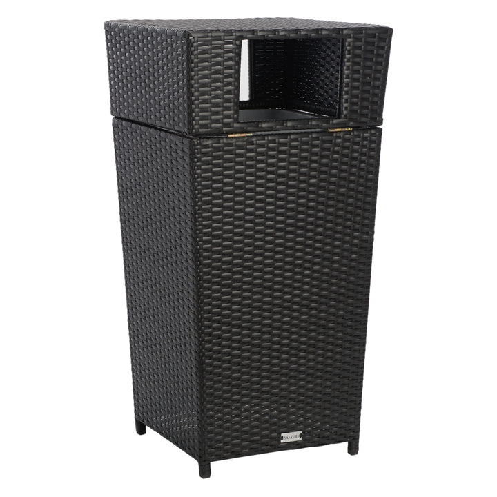 SAFAVIEH Outdoor Collection Mazeli Trash Bin Black Image 11