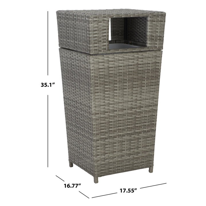 SAFAVIEH Outdoor Collection Mazeli Trash Bin Grey Image 7