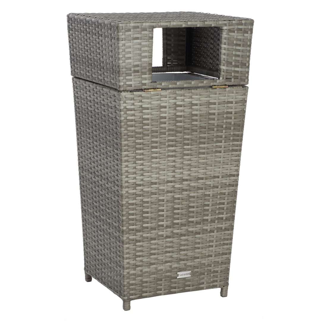 SAFAVIEH Outdoor Collection Mazeli Trash Bin Grey Image 11