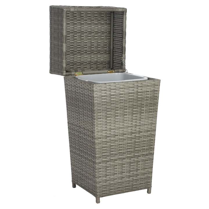 SAFAVIEH Outdoor Collection Mazeli Trash Bin Grey Image 12