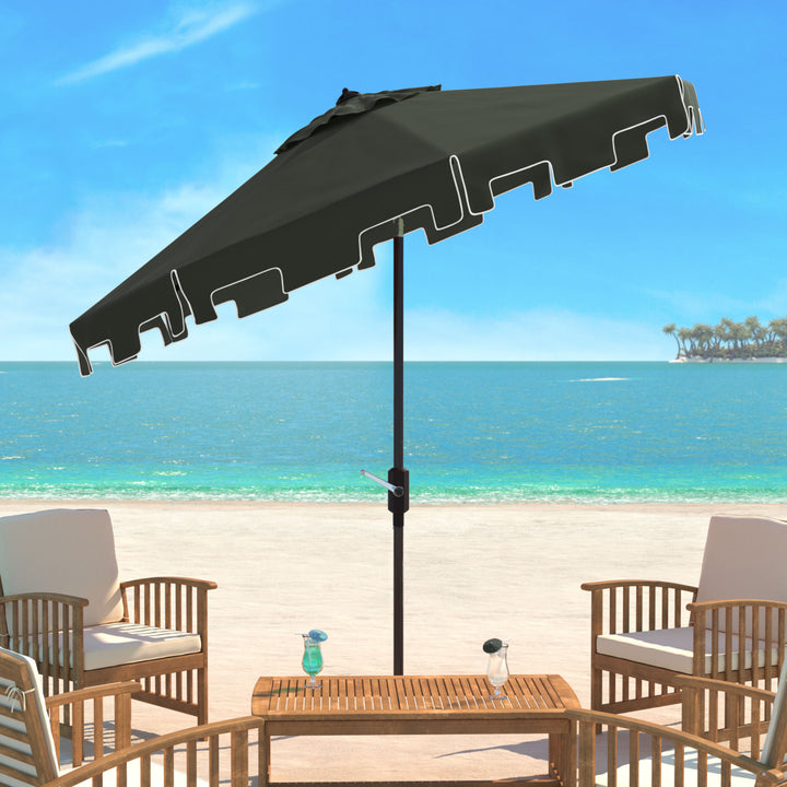 SAFAVIEH Outdoor Collection Zimmerman 9-Foot Tilt Umbrella and Flap Dark Green Image 1