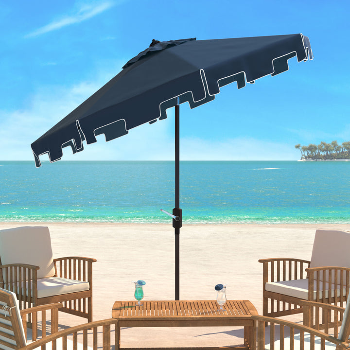 SAFAVIEH Outdoor Collection Zimmerman 9-Foot Tilt Umbrella and Flap Navy Image 1