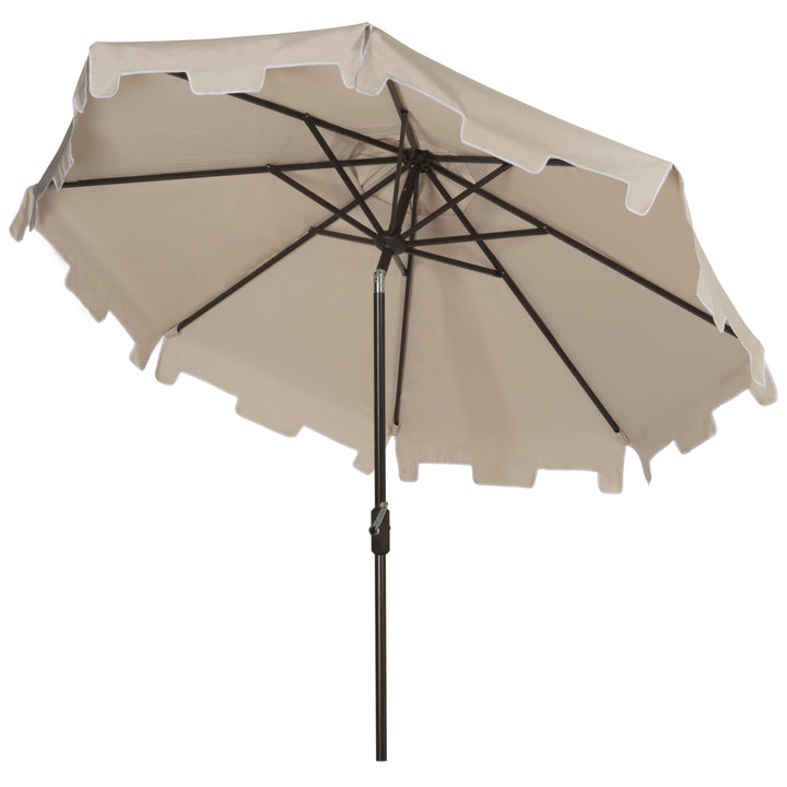 SAFAVIEH Outdoor Collection Zimmerman 9-Foot Tilt Umbrella and Flap Beige Image 5