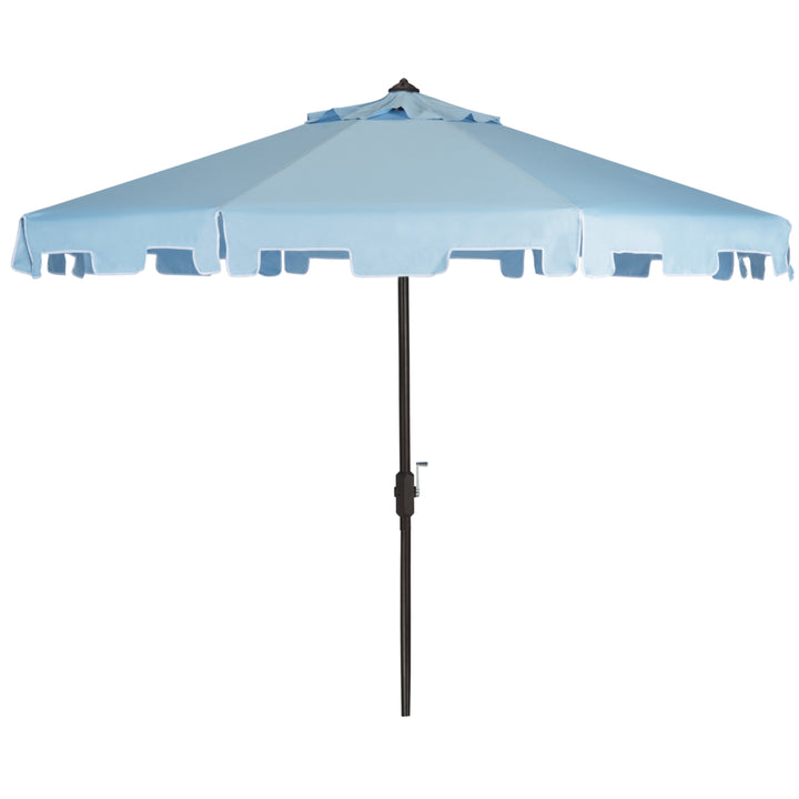 SAFAVIEH Outdoor Collection Zimmerman 9-Foot Tilt Umbrella and Flap Baby Blue / White Image 3