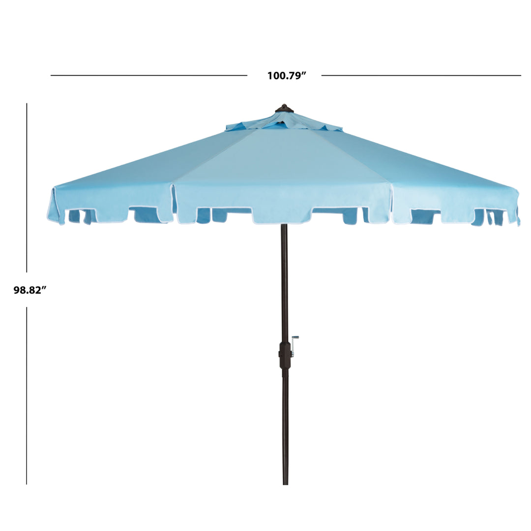 SAFAVIEH Outdoor Collection Zimmerman 9-Foot Tilt Umbrella and Flap Baby Blue / White Image 4