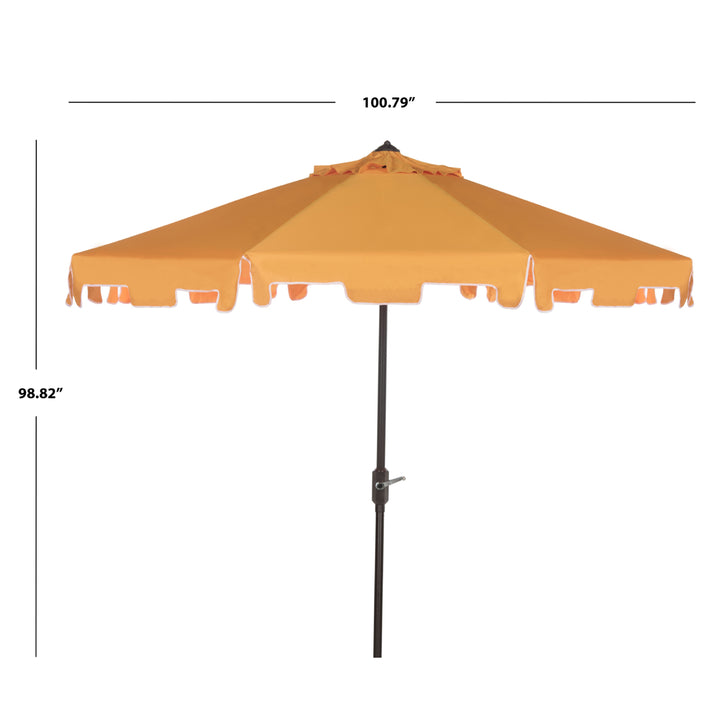 SAFAVIEH Outdoor Collection Zimmerman 9-Foot Tilt Umbrella and Flap Yellow/White Image 3