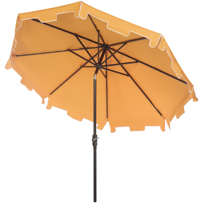 SAFAVIEH Outdoor Collection Zimmerman 9-Foot Tilt Umbrella and Flap Yellow/White Image 5