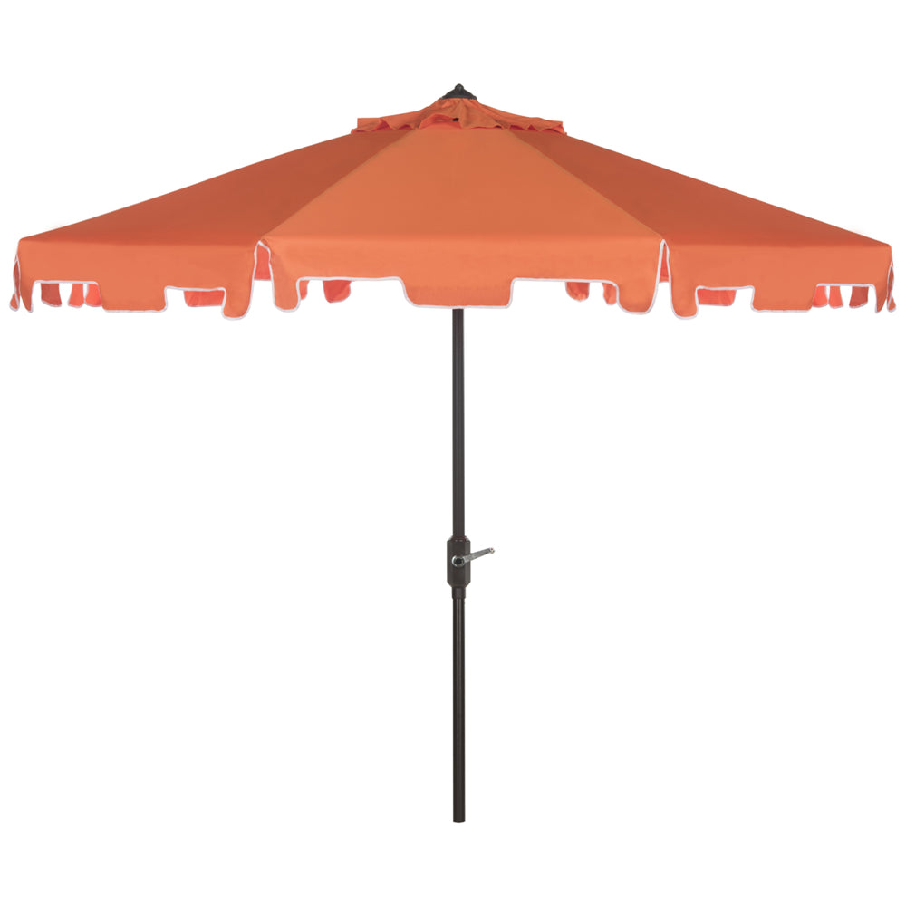 SAFAVIEH Outdoor Collection Zimmerman 9-Foot Tilt Umbrella and Flap Orange/White Image 2